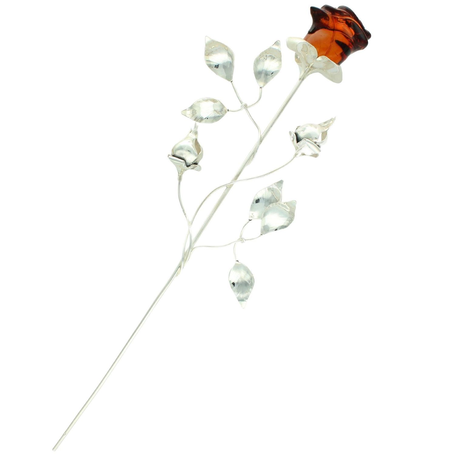 Dużą Srebrna Róża z Bursztynem – Elegancka Dekoracja 29 cm bursztyn.jpg