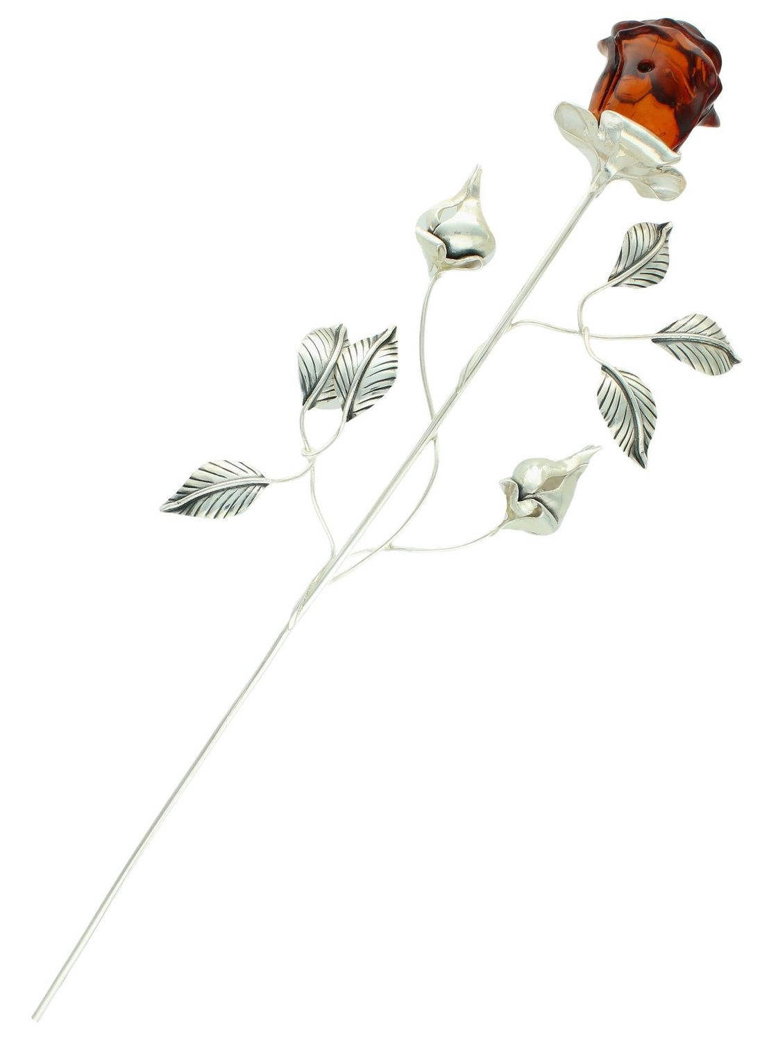 Dużą Srebrna Róża z Bursztynem – Elegancka Dekoracja 29 cm bursztyn.jpg