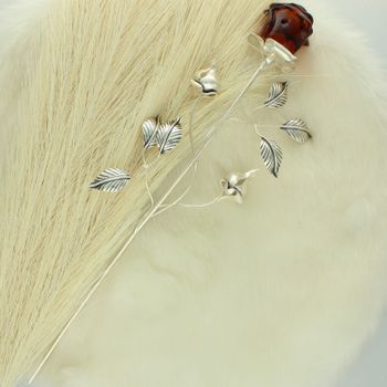 Dużą Srebrna Róża z Bursztynem – Elegancka Dekoracja 29 cm.jpg