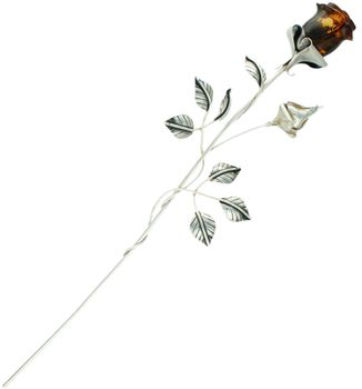 Srebrna Róża z Bursztynem 31,5 cm – Elegancka Dekoracja i Prezent Ag.jpg