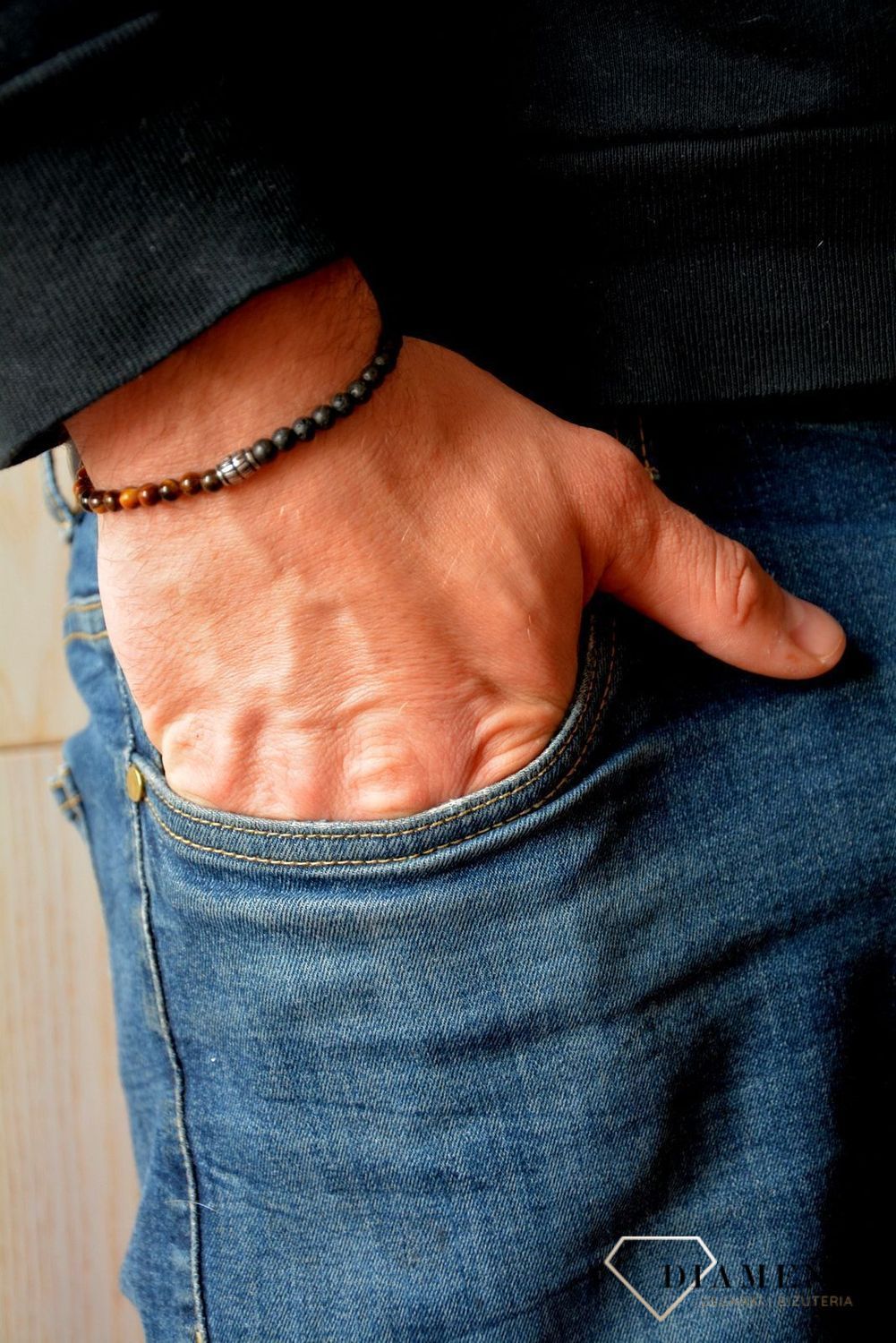 Bransoletka męska koraliki i lawa wulkaniczna S160-27.3.8d.jpg