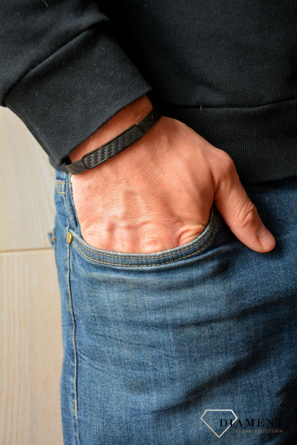 Bransoletka męska ze stalową blaszką skórzana DIA-BRA-0024-STALs.jpg