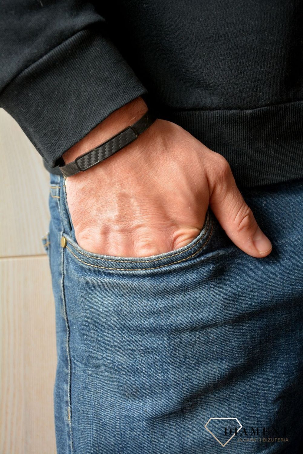 Bransoletka męska ze stalową blaszką skórzana DIA-BRA-0024-STALs.jpg