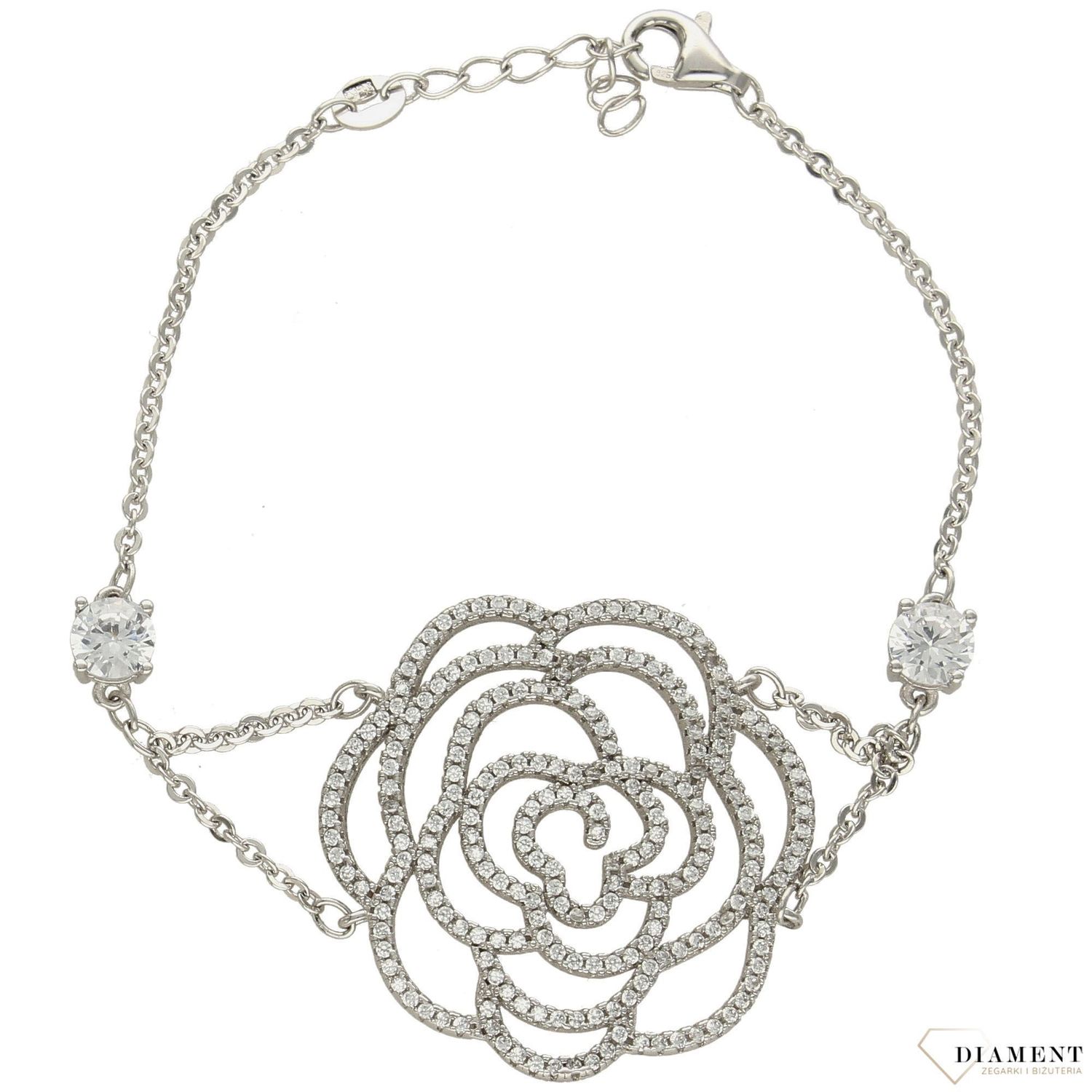 Srebrna bransoletka 925 kwiat z cyrkonią  (1).jpg