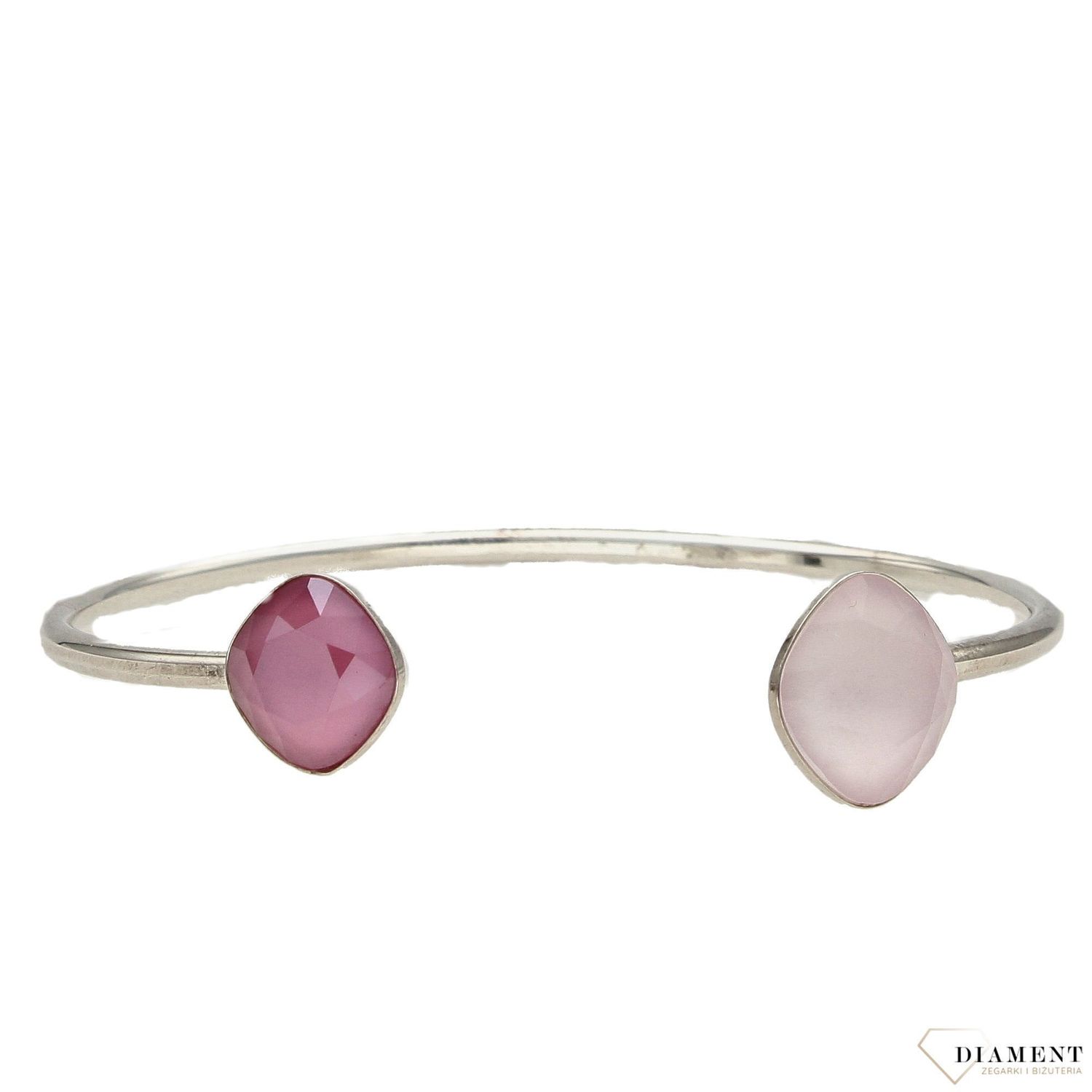 Srebrna bransoletka sztywna z kamieniami w kolorze różowym (1).jpg