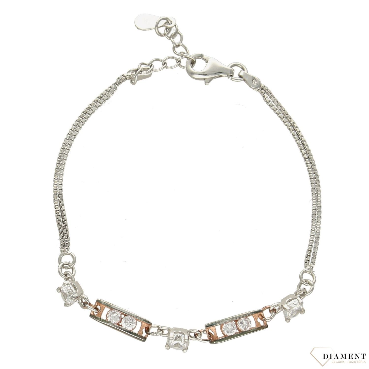 Srebrna bransoletka z cyrkonią. Delikatna, srebrna bransoletka ozdobiona cyrkonią.  (1).jpg