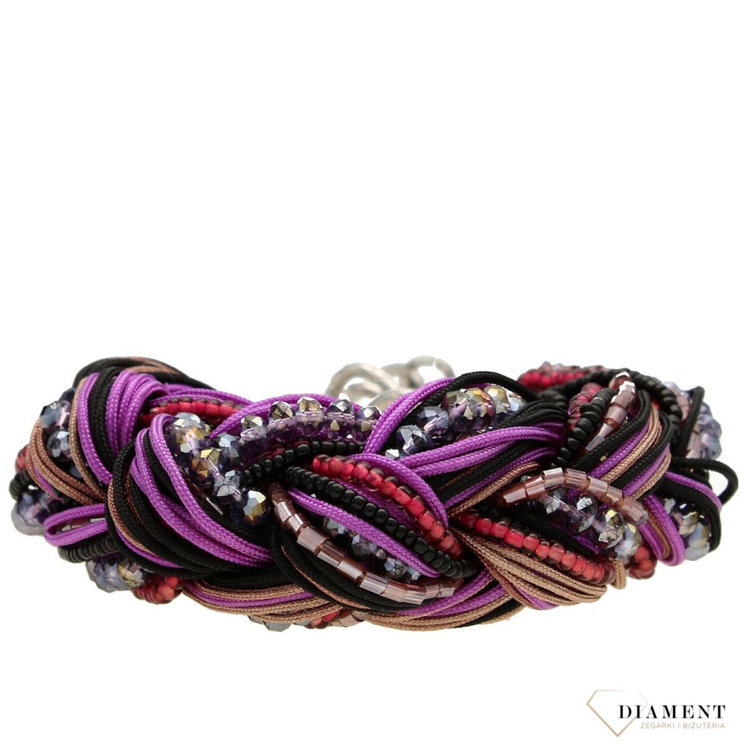 Bransoletka damska szeroka 'Fioletowa plecionka' DIA-BRA-0189-INNE (1).jpg