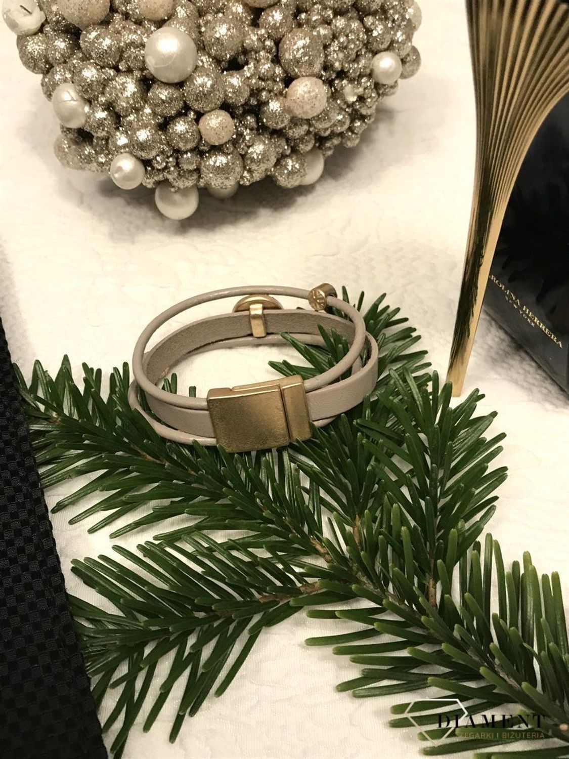 Bransoletka damska beżowa szeroka z cyrkoniami 4.jpg