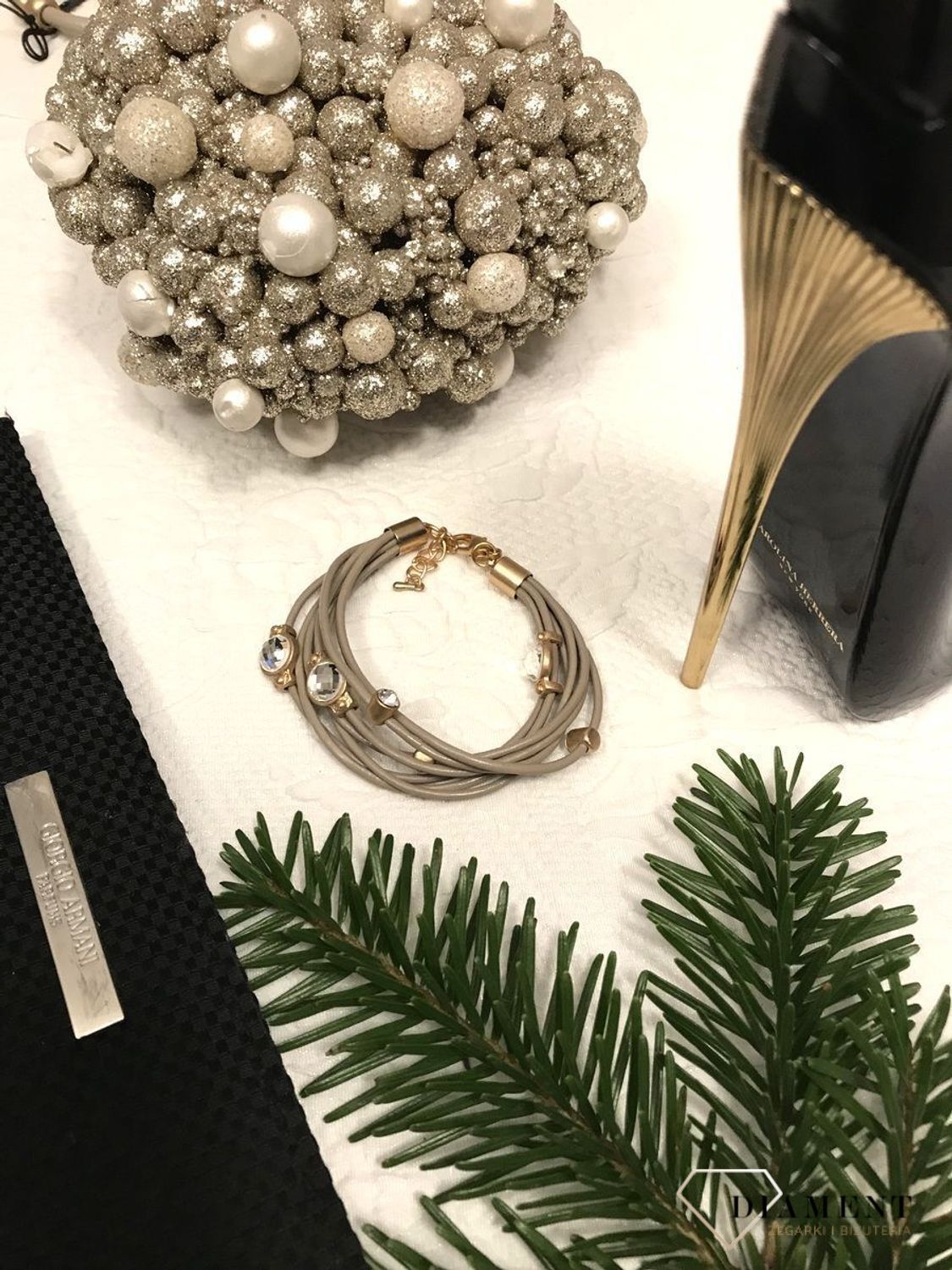 Bransoletka damska beżowa z cyrkoniami By dziubeka✓ Biżuteria damska✓ Prezent dla mamy✓ Biżuteria na prezent ✓ Prezent na Walentynki4.jpg