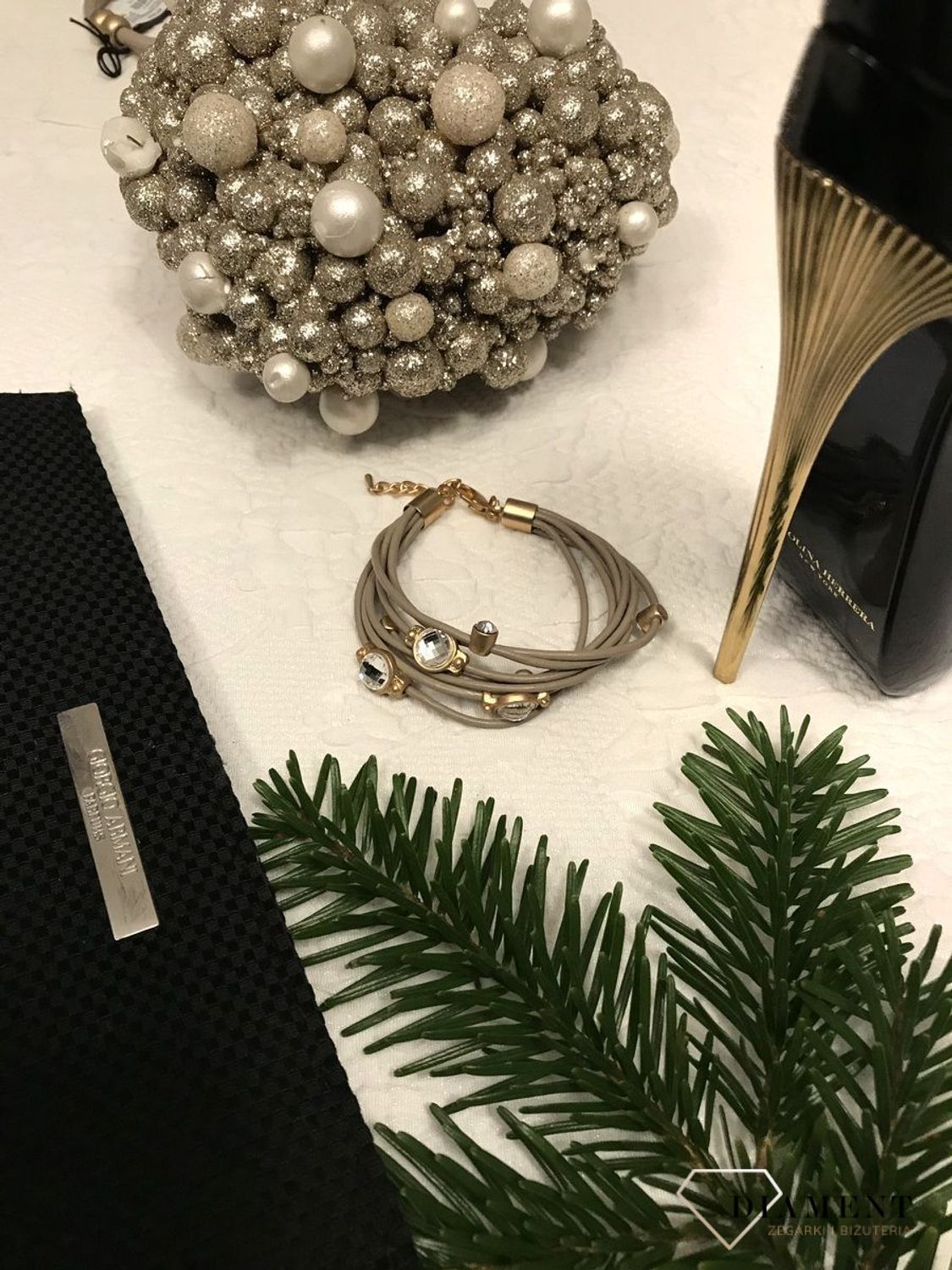 Bransoletka damska beżowa z cyrkoniami By dziubeka✓ Biżuteria damska✓ Prezent dla mamy✓ Biżuteria na prezent ✓ Prezent na Walentynki4.jpg