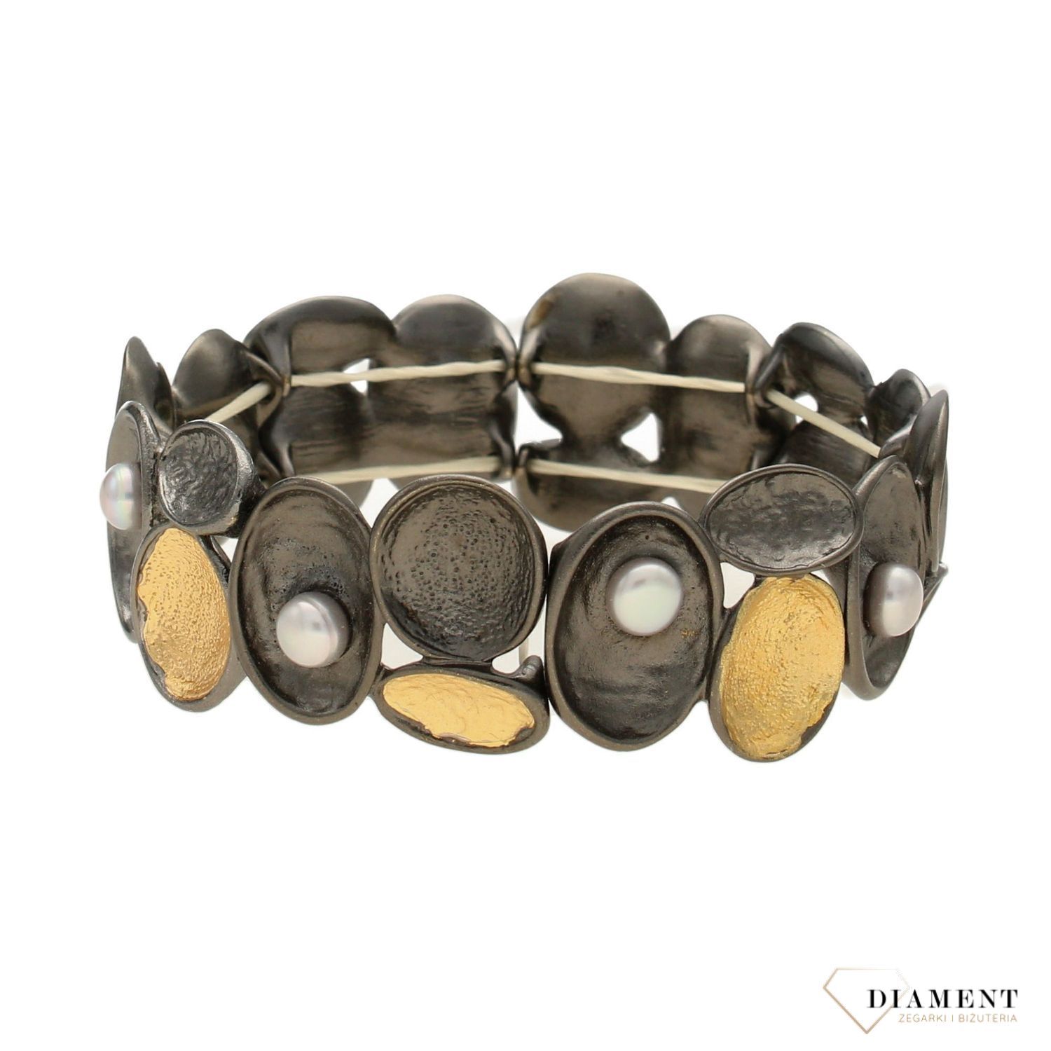 Bransoletka damska metalowa z perłami ' Art Deco ' DIA-BRA-0195-MET  (2).jpg