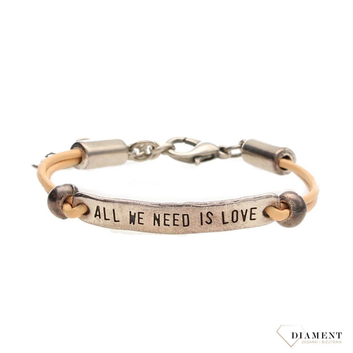 Bransoletka damska z blaszką 'Wszystko czego potrzebujemy to miłość' DIA-BRA-0200-MET (2).jpg