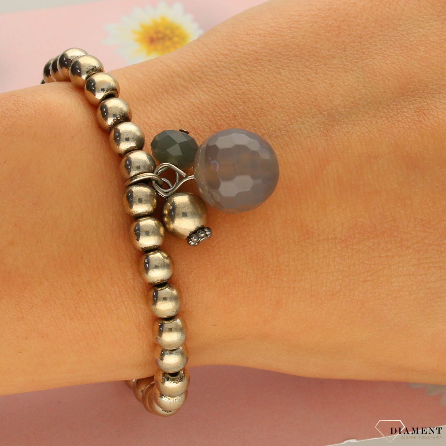 Bransoletka damska metalowe koraliki na gumce DIA-BRA-0202-MET (1).jpg