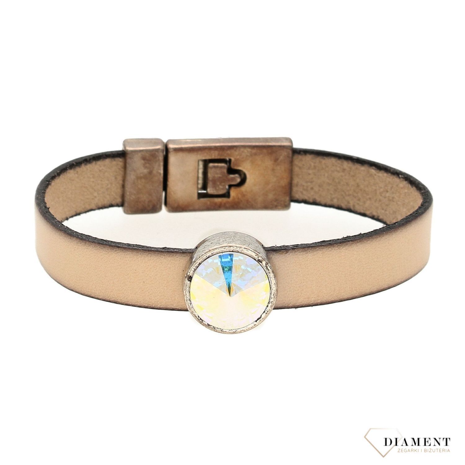 Bransoletka damska jasny pasek z dużym kryształem Swarovskiego DIA-BRA-0212-INNE (1).jpg