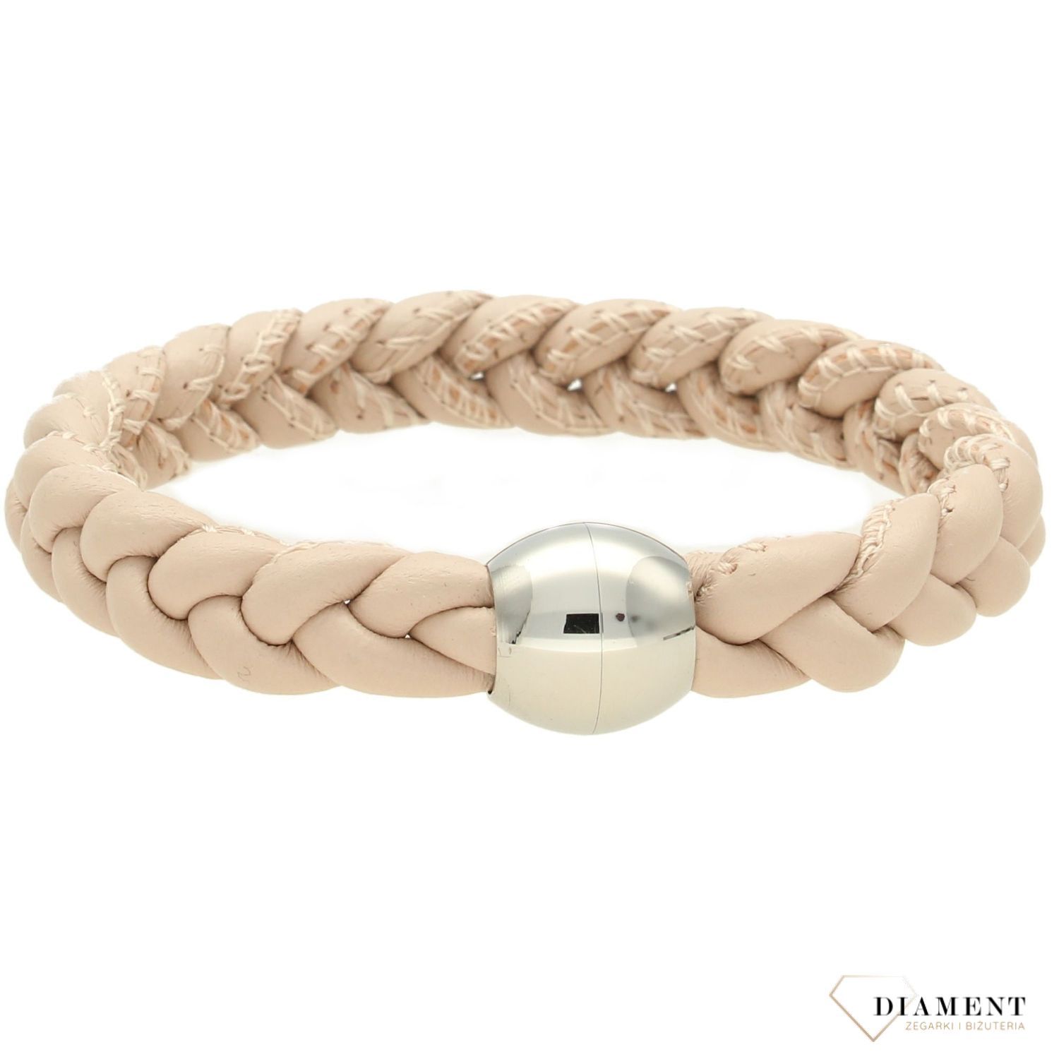 Bransoleta BY DZIUBEKA skórzana ' pudrowa plecionka ' (2).jpg