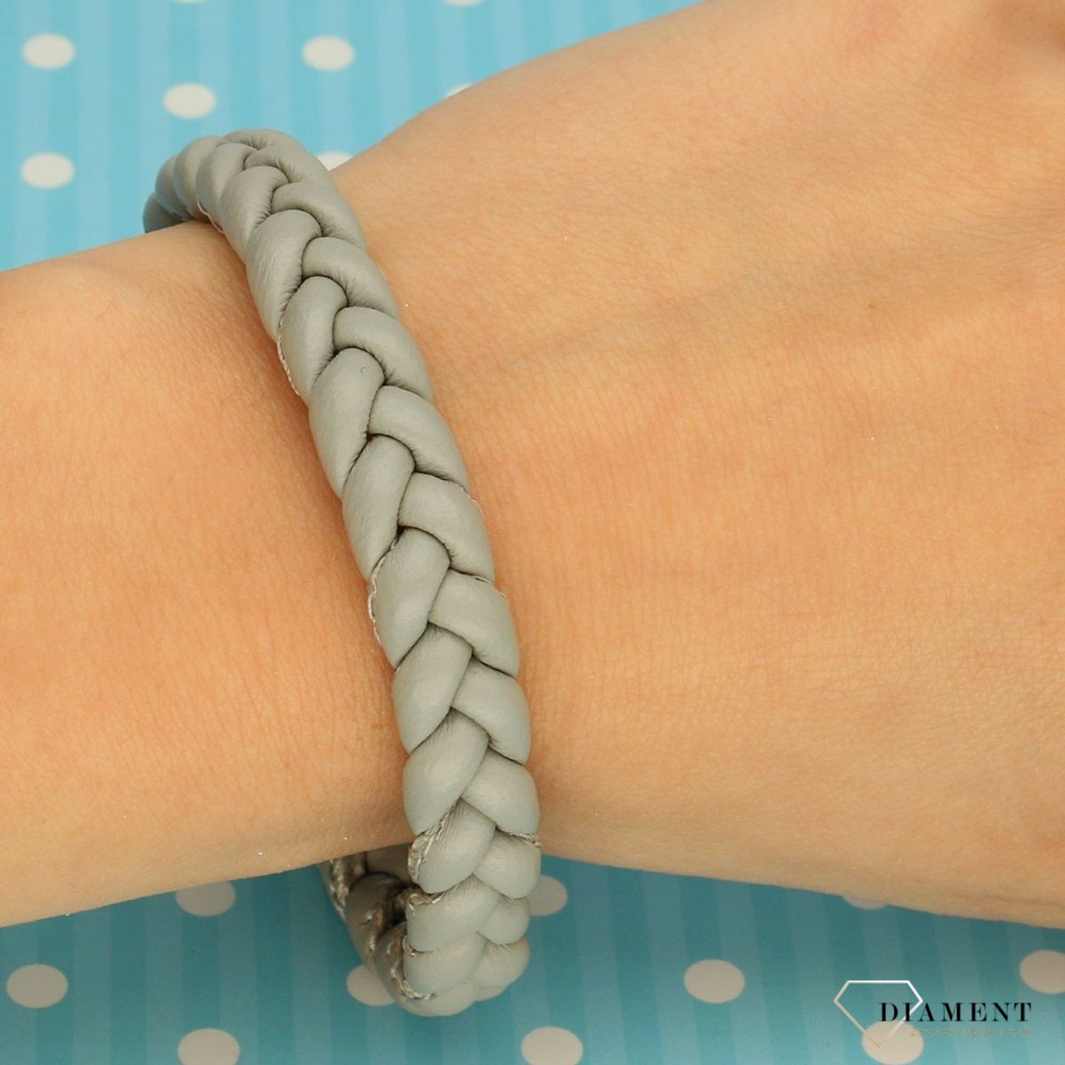 Bransoletka damska 'szara plecionka' DIA-BRA-0225-INNE (1).jpg