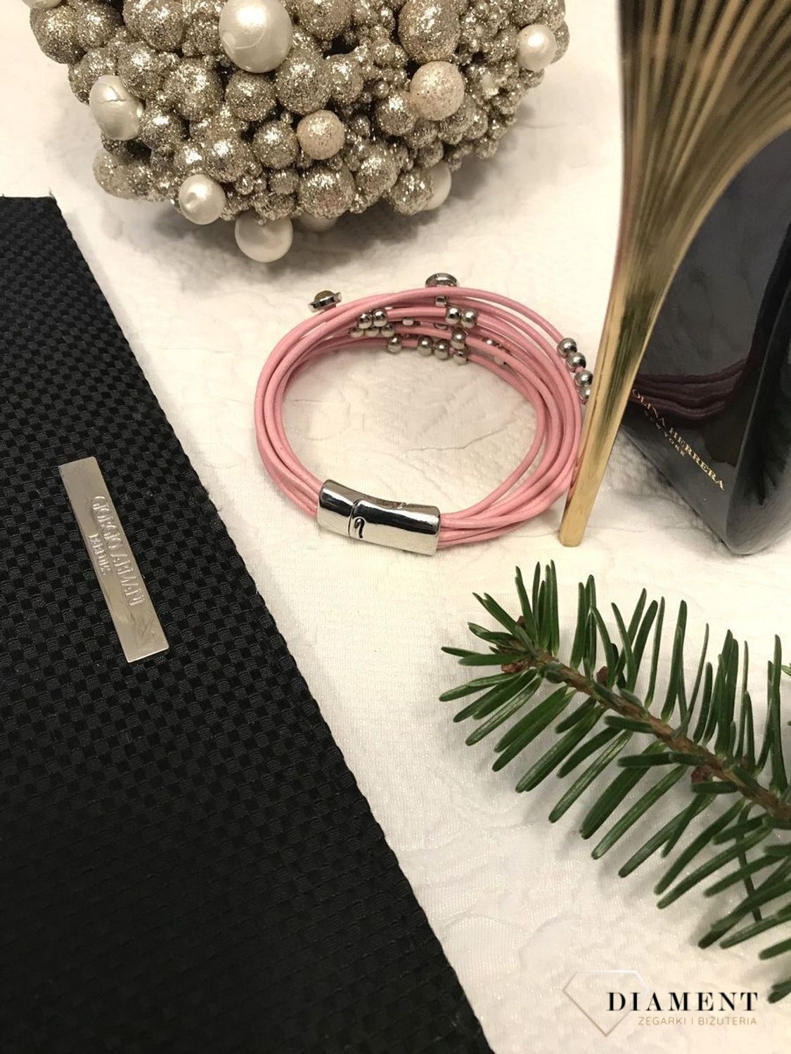 Bransoletka damska różowa z kuleczkami By dziubeka 5.jpg