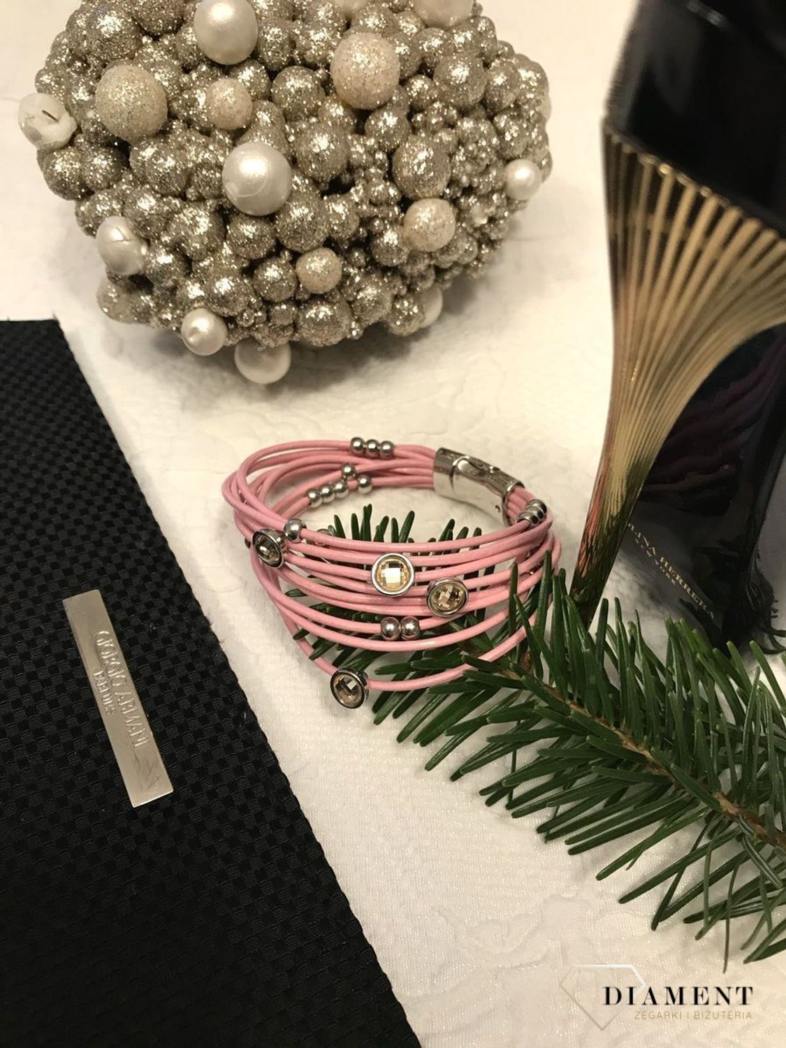 Bransoletka damska różowa z kuleczkami By dziubeka 5.jpg
