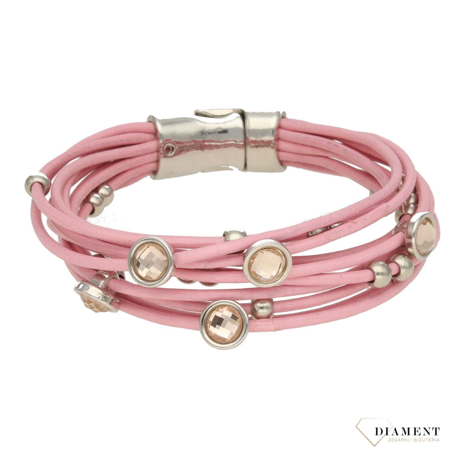Bransoletka damska różowa z kuleczkami By dziubeka 5.jpg