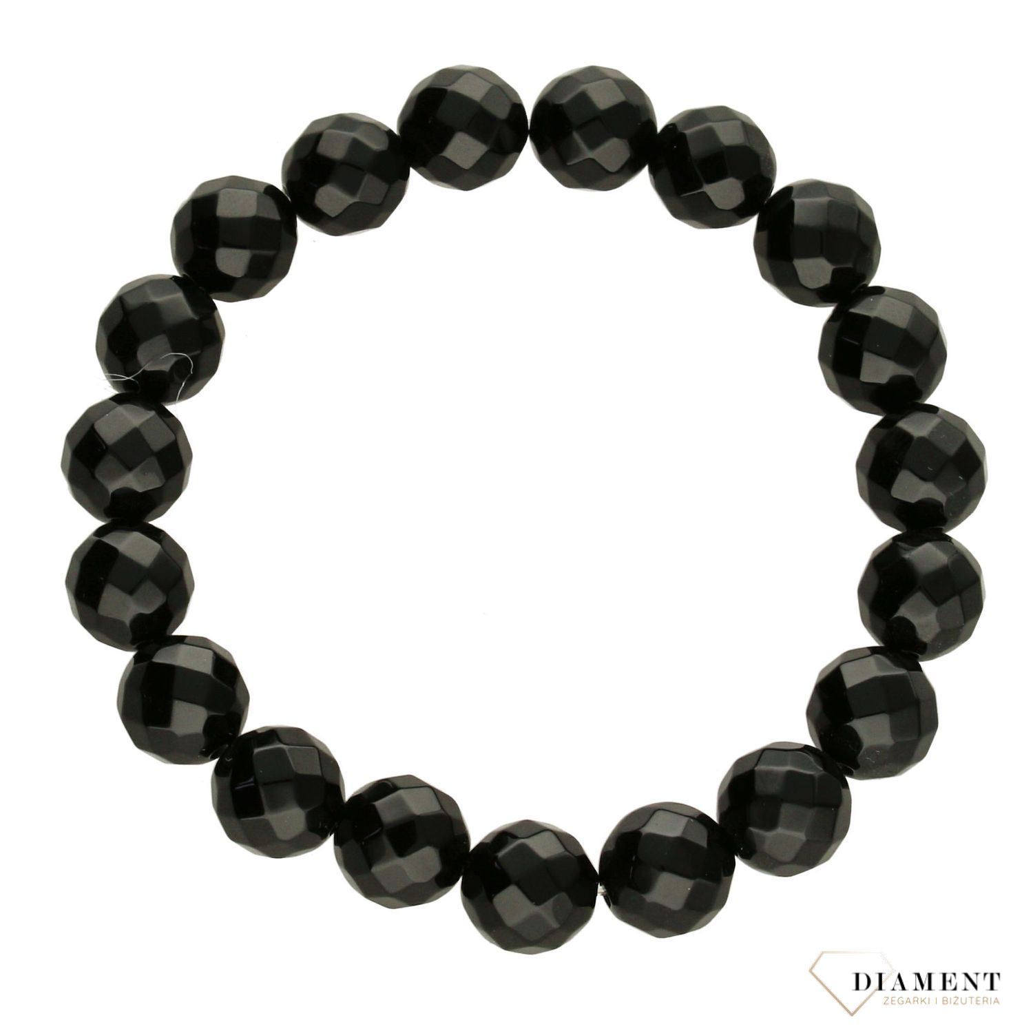 Bransoletka z koralików na gumce ' szlifowany onyks ' DIA-BRA-0235-INNe (1).jpg