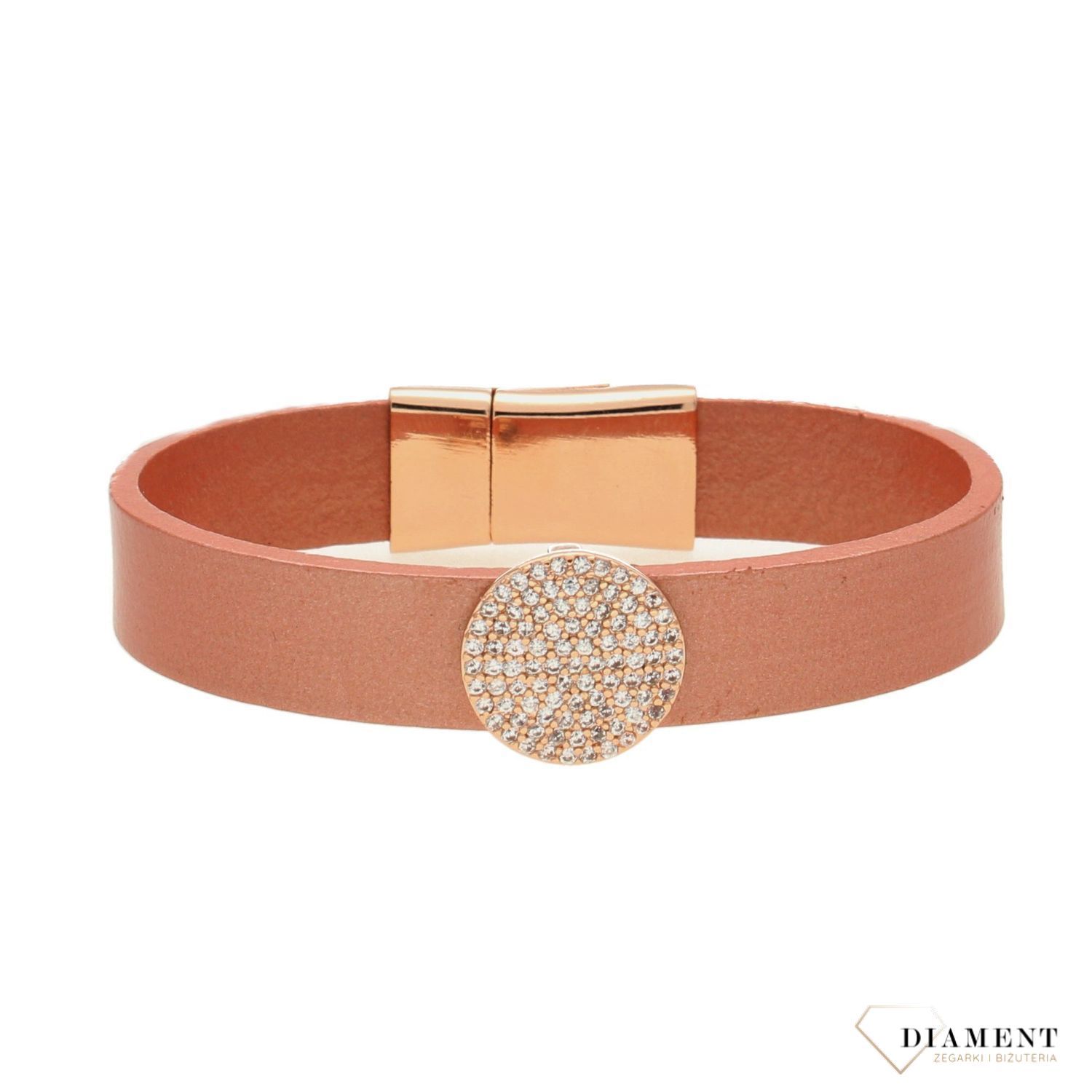 Bransoletka damska pasek w kolorze łososiowym DIA-BRA-0240-INNE (1).jpg