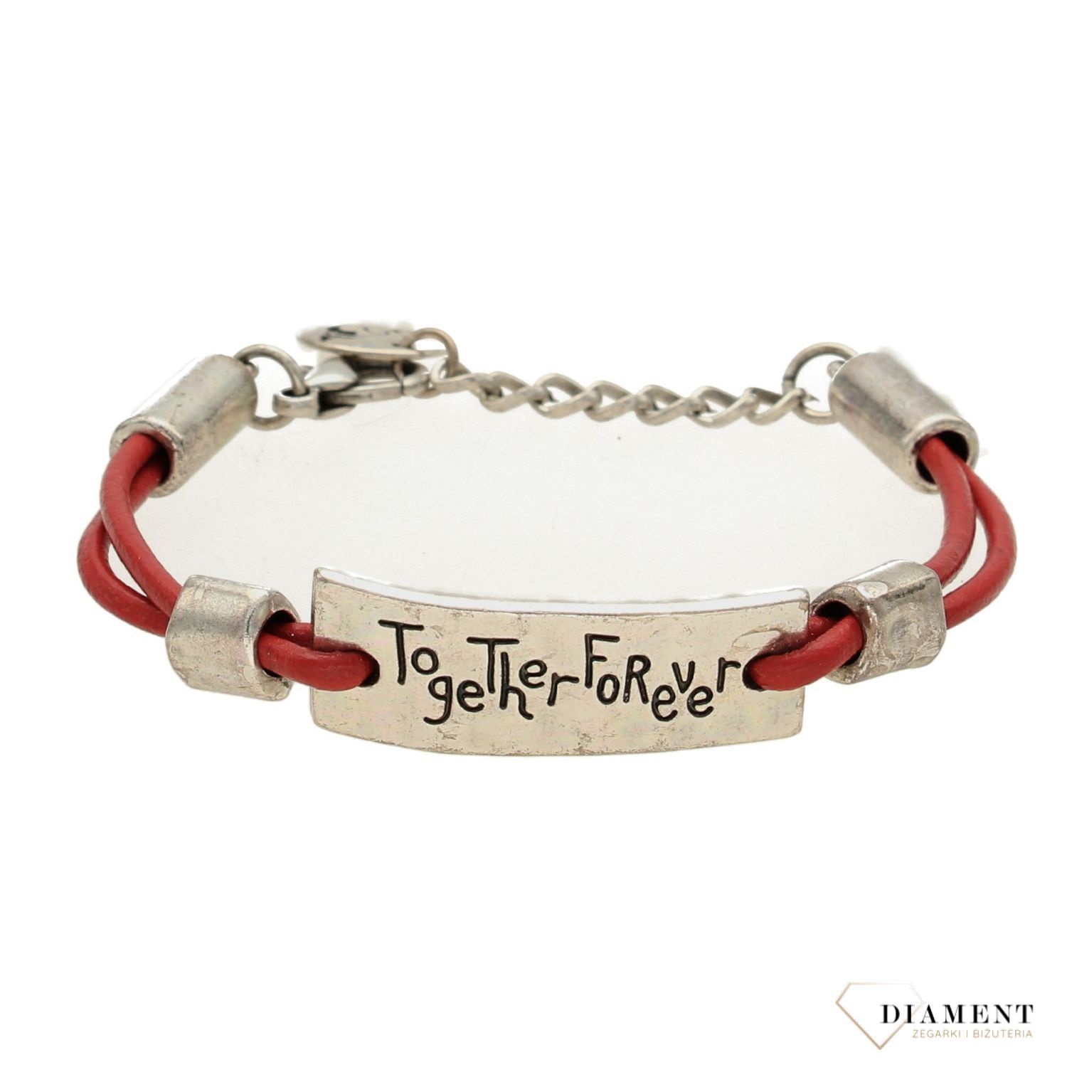 Bransoletka na czerwonym rzemyku ' Na zawsze razem ' (1).jpg