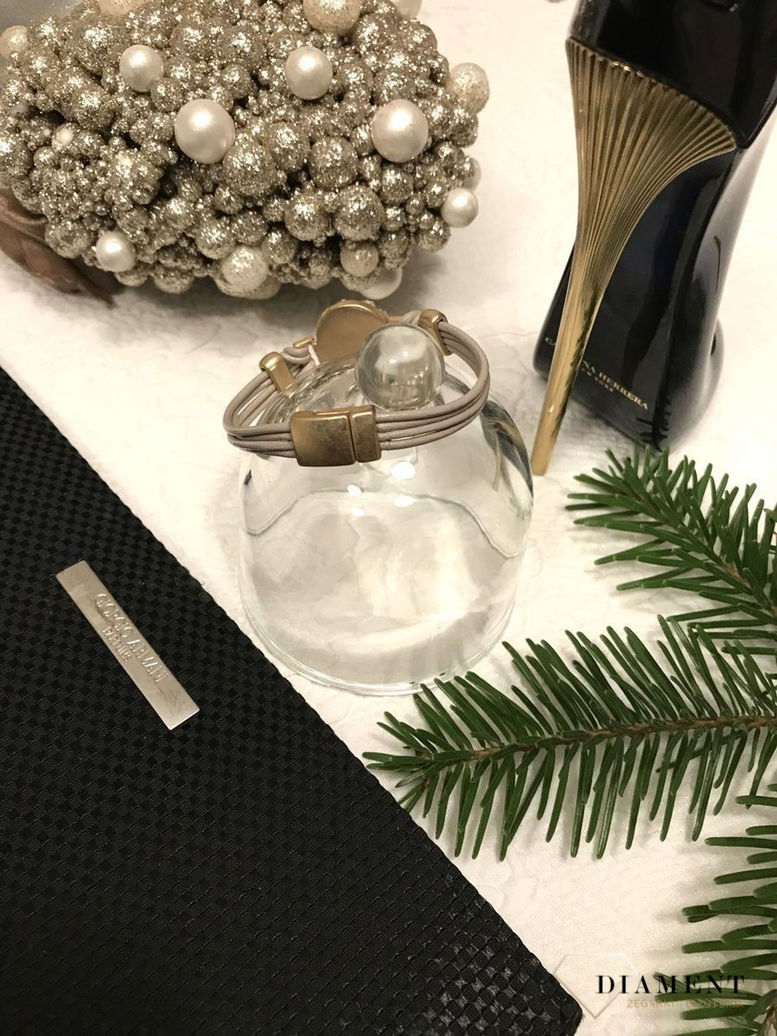 Bransoletka damska beżowa szeroka z kryształem Biżuteria damska✓ Prezent dla mamy✓Prezent dla dziewczyny w Sklepie z Biżuterią zegarki-diament.pl✓4.jpg