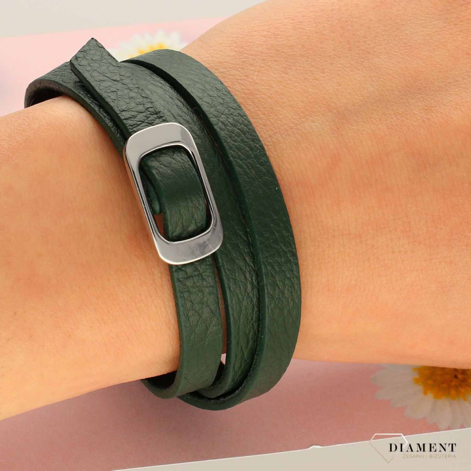 Bransoletka by dziubeka zielony pasek DIA-BRA-0251-INNE (1).jpg