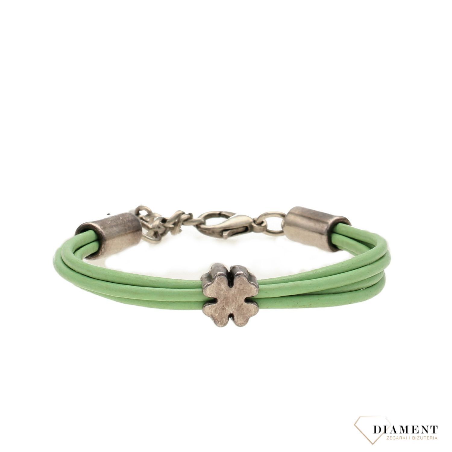 Bransoletka z grawerem zielony rzemyk z koniczynką  (1).jpg