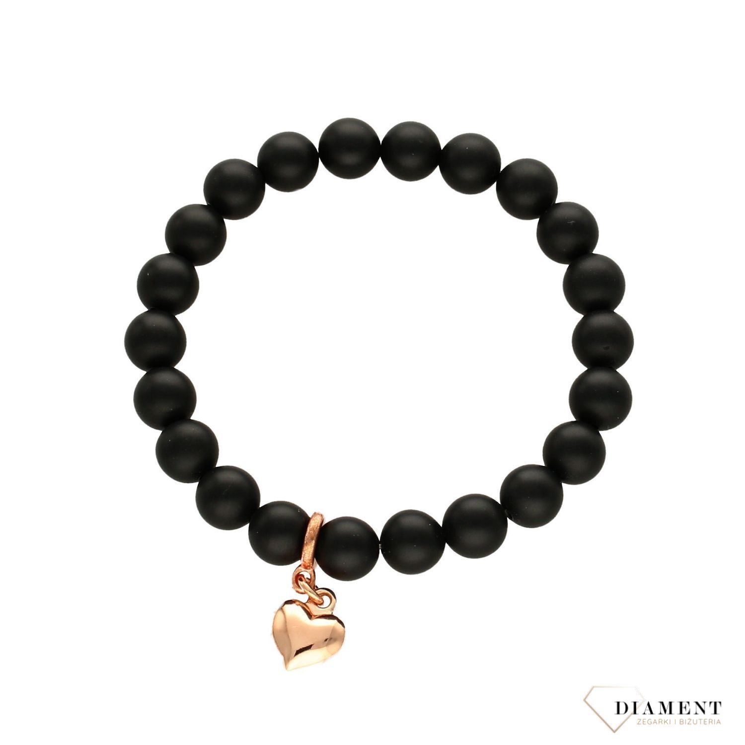 Bransoletka z czarnych koralików z wiszącym serduszkiem DIA-BRA-0261-INNE (1).jpg