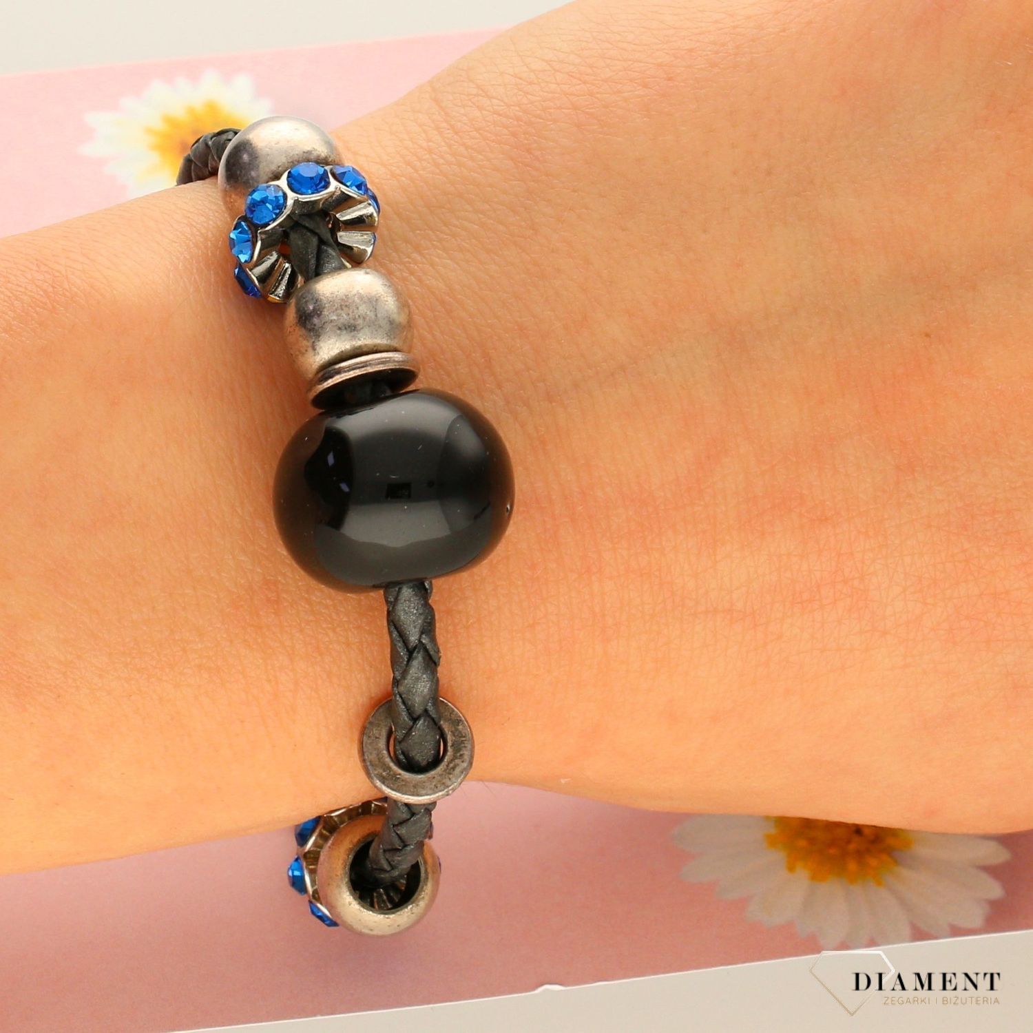 Bransoletka damska czarna ceramika i cyrkonię DIA-BRA-0265-INNE (1).jpg