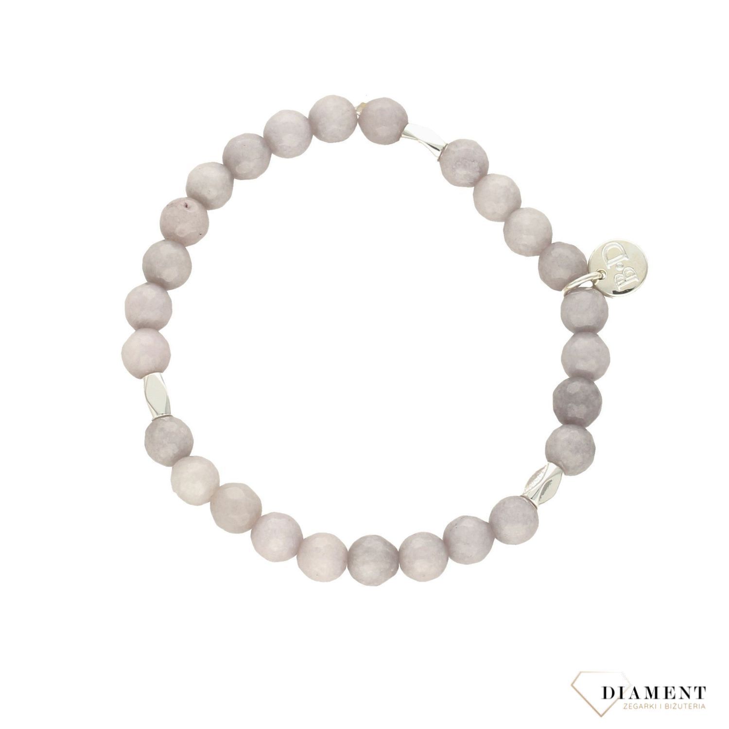 Bransoletka na gumce z szarych koralików BY DZIUBEKA DIA-BRA-0273-INNE (1).jpg