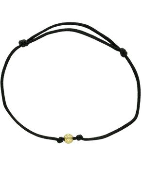 Bransoletka szczęścia złota 585 na czarnym sznurku z kuleczką – regulowana bransoletka damska.jpg