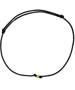 Bransoletka szczęścia złota 585 na sznurku – mini kuleczka, regulowana damska.jpg