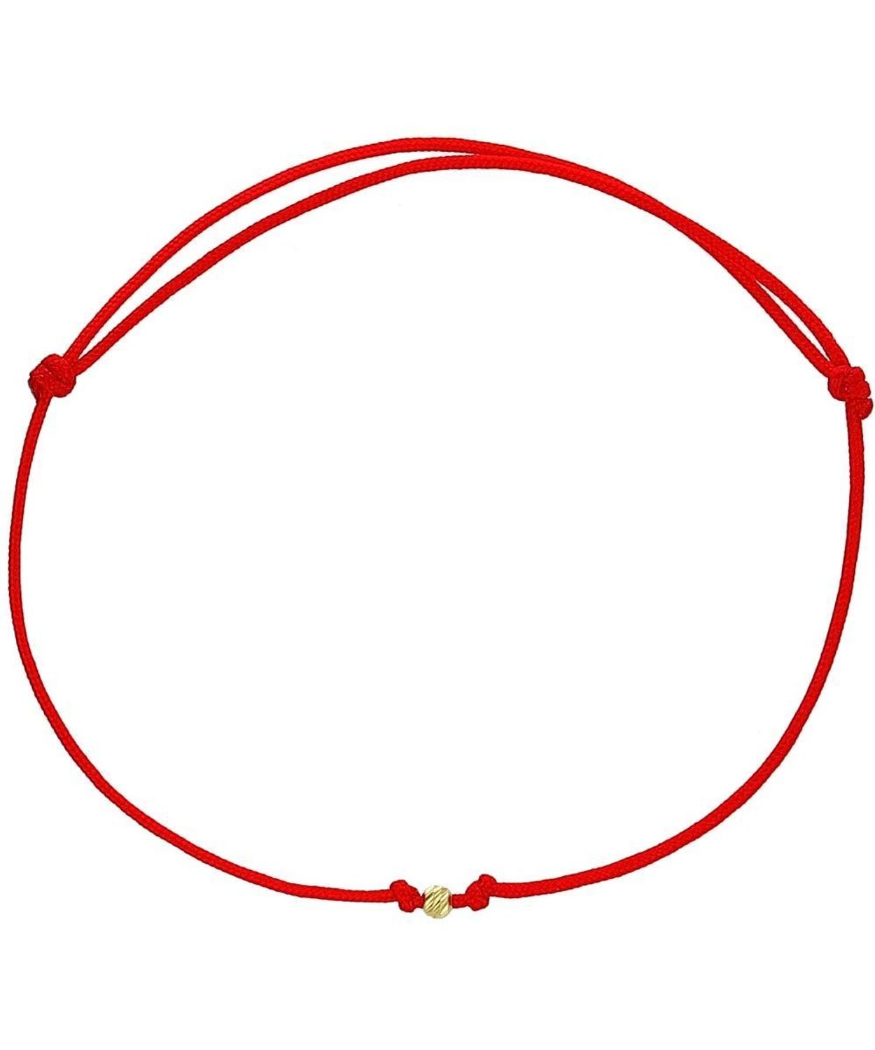 Bransoletka szczęścia złota 585 na czerwonym sznurku – mini kuleczka, regulowana,.jpg