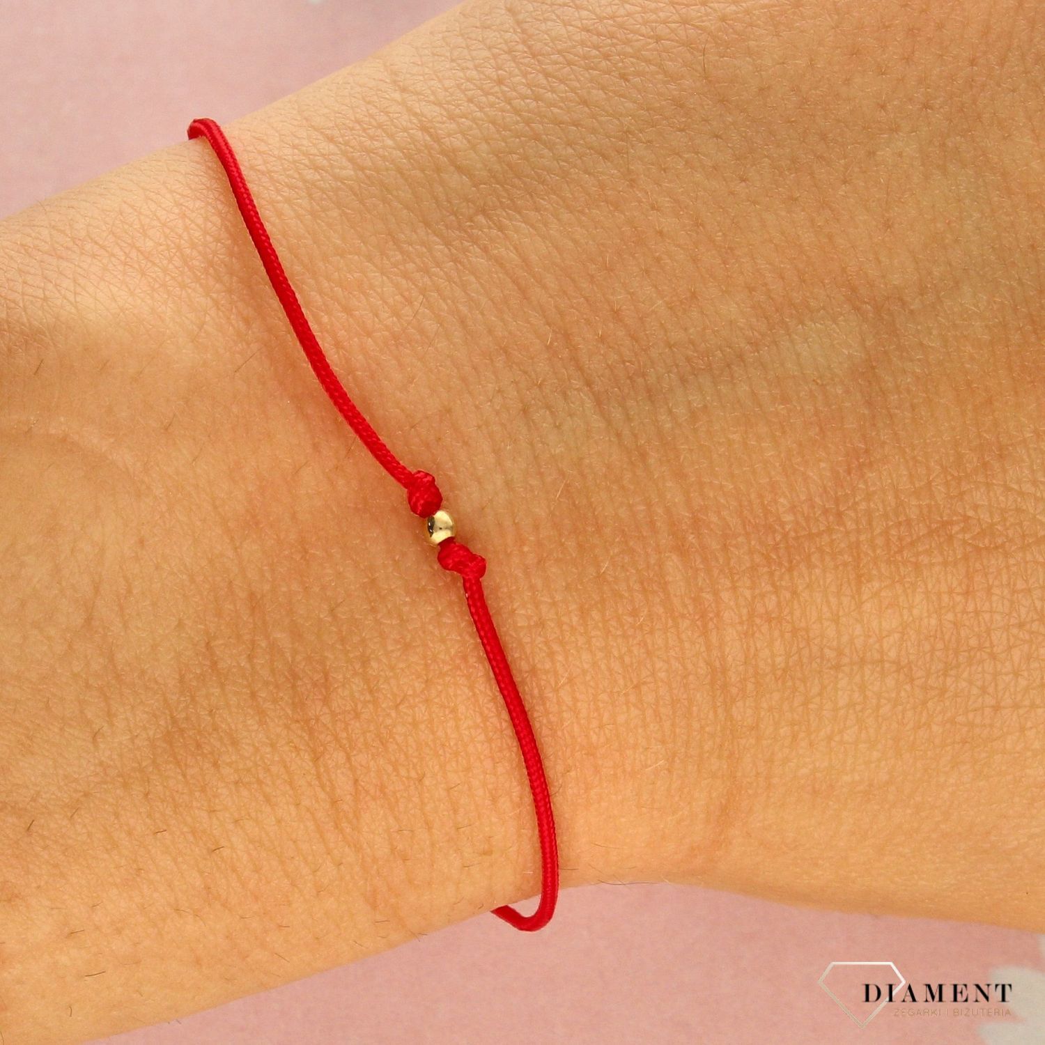 Bransoletka 585 złota kulka czerwony sznurek DIA-BRA-0282-585 (1).jpg