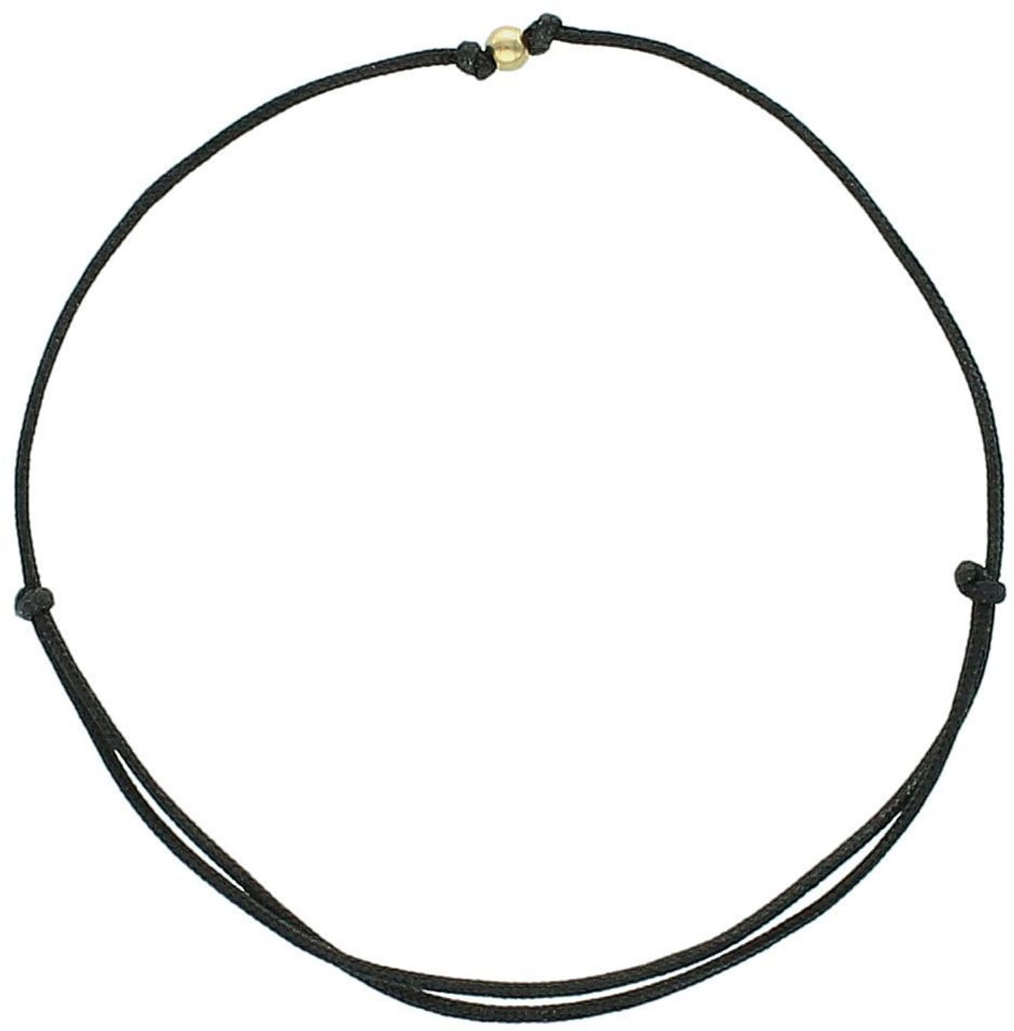 Złota bransoletka na czarnym sznurku ze złotą kuleczką 585 - DIA-BRA-0282BLACK-585.jpg