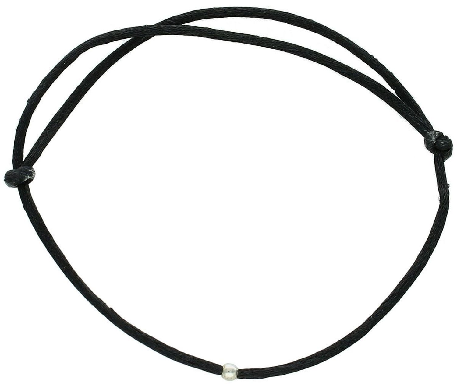 Bransoletka na czarnym sznureczku z malutką srebrną kuleczką 2 mm. Regulowana długość dzięki ściąganemu zapięciu. Model DIA-BRA-0282C-925 – subtelna i stylowa.1.jpg