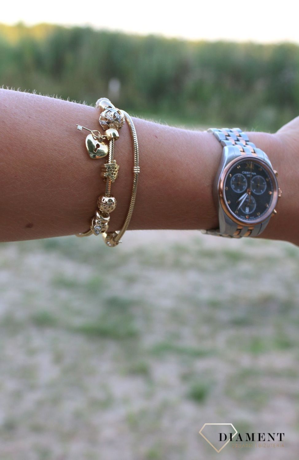 Złota bransoletka 585 'żyłka na charmsy' DIA-BRA-0384-585 (3).jpg