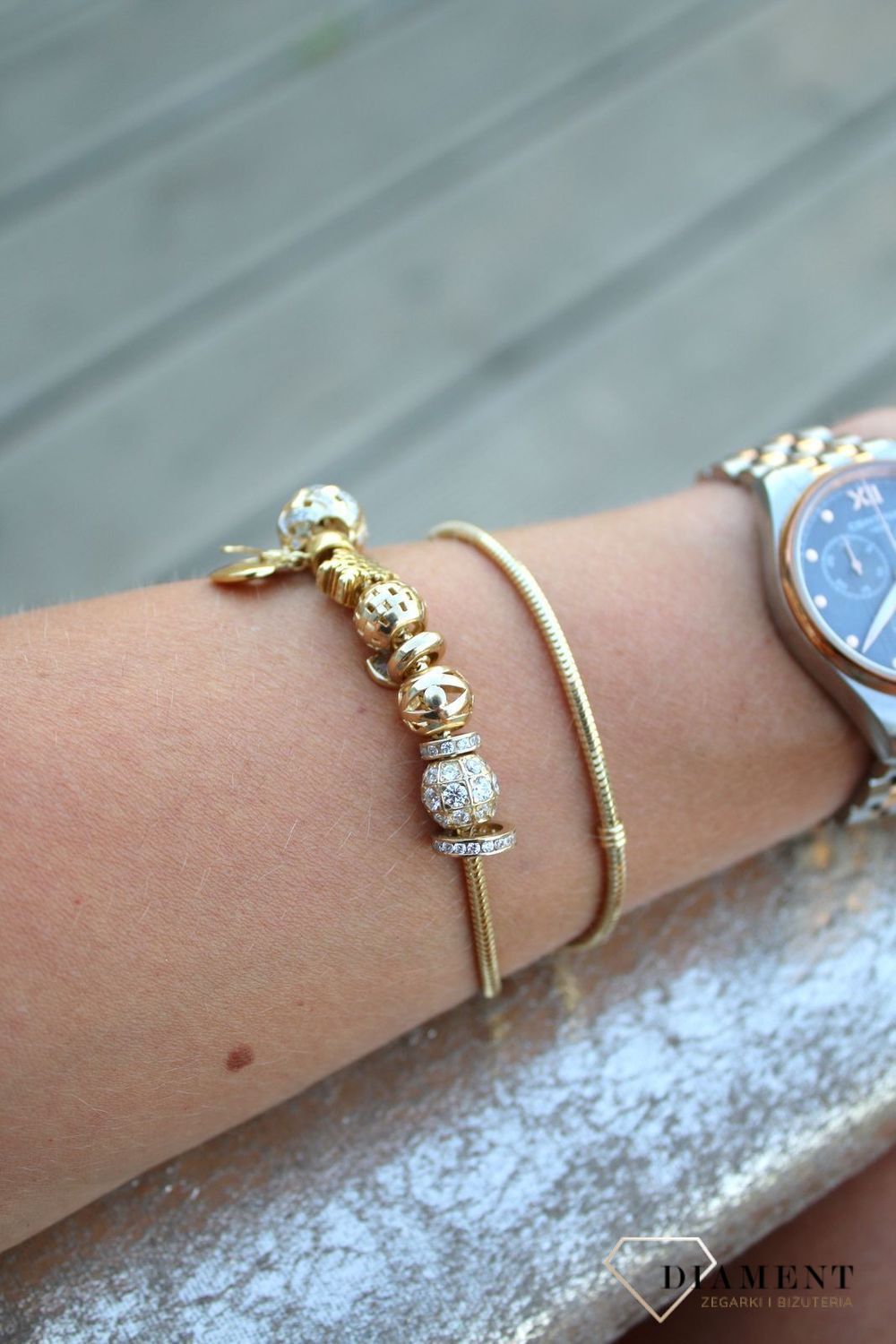 Złota bransoletka 585 'żyłka na charmsy' DIA-BRA-0384-585 (3).jpg