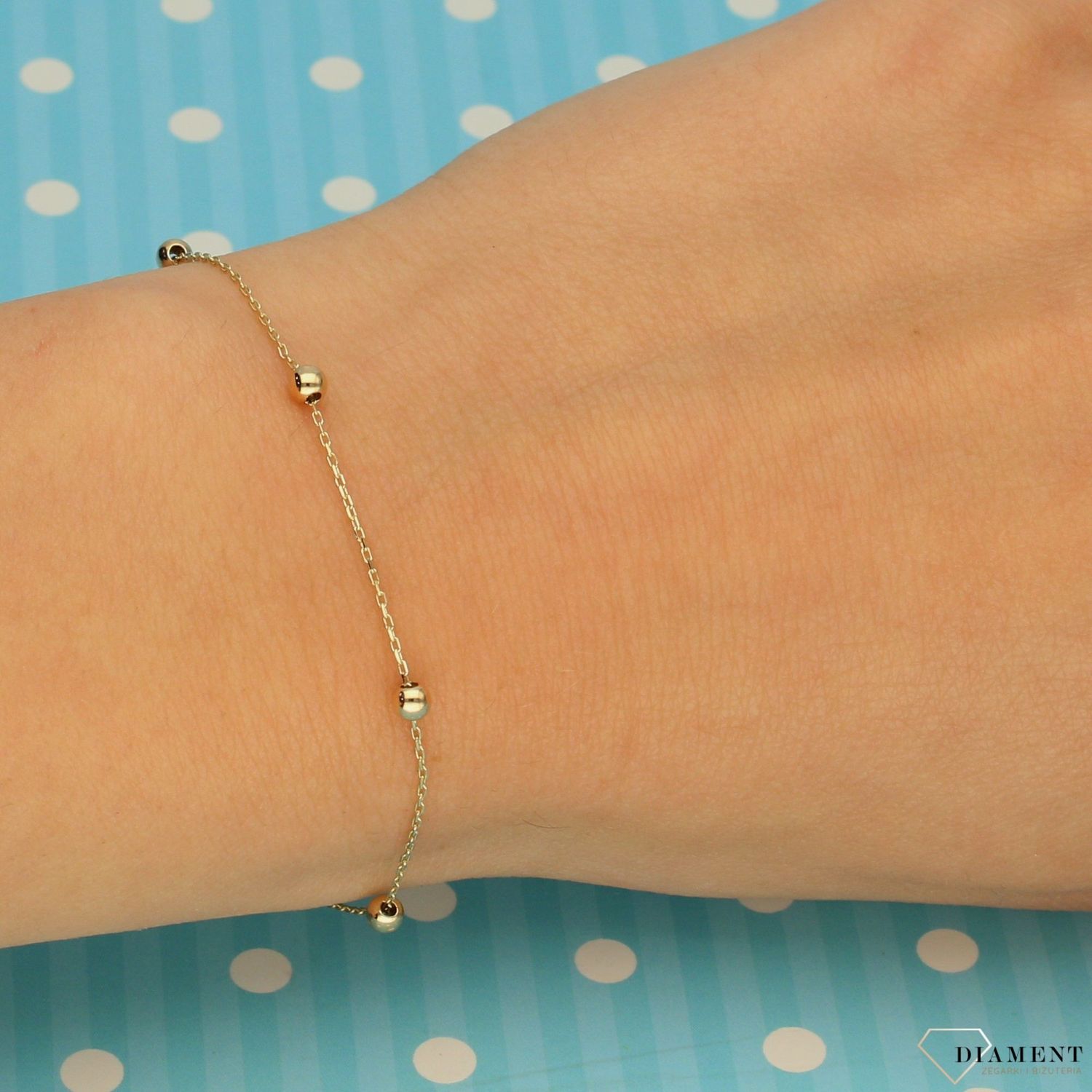 Złota bransoletka celebrytka 585 'drobne kuleczki' DIA-BRA-0409-585 (1).jpg