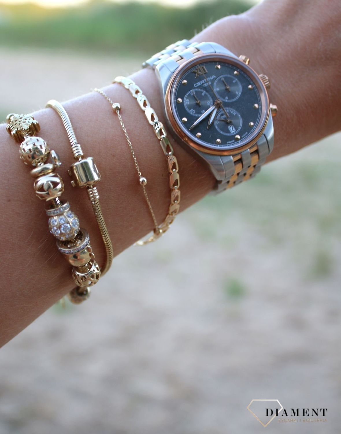 Złota bransoletka celebrytka 585 'drobne kuleczki' DIA-BRA-0409-585 (1).jpg