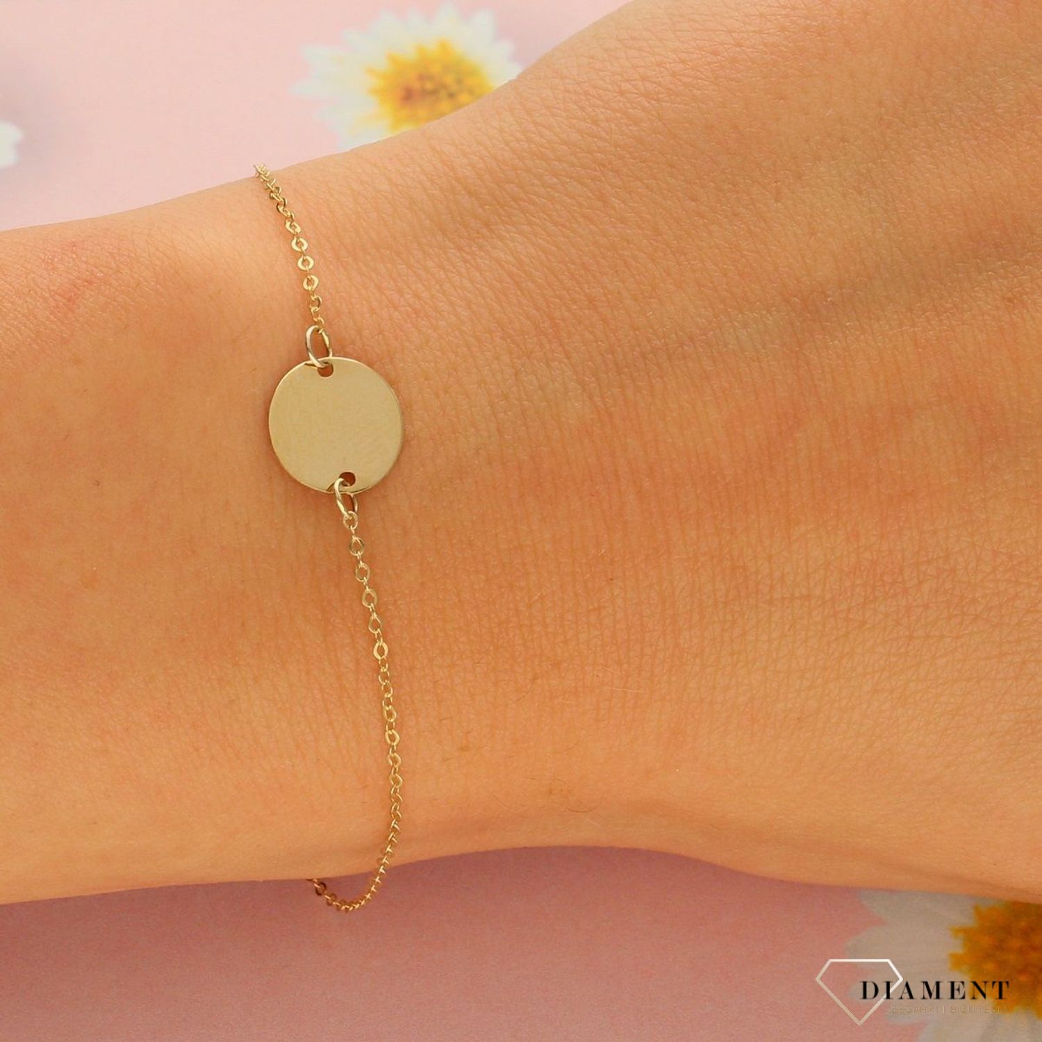 Złota bransoletka celebrytka 585 'kółko' (1).jpg