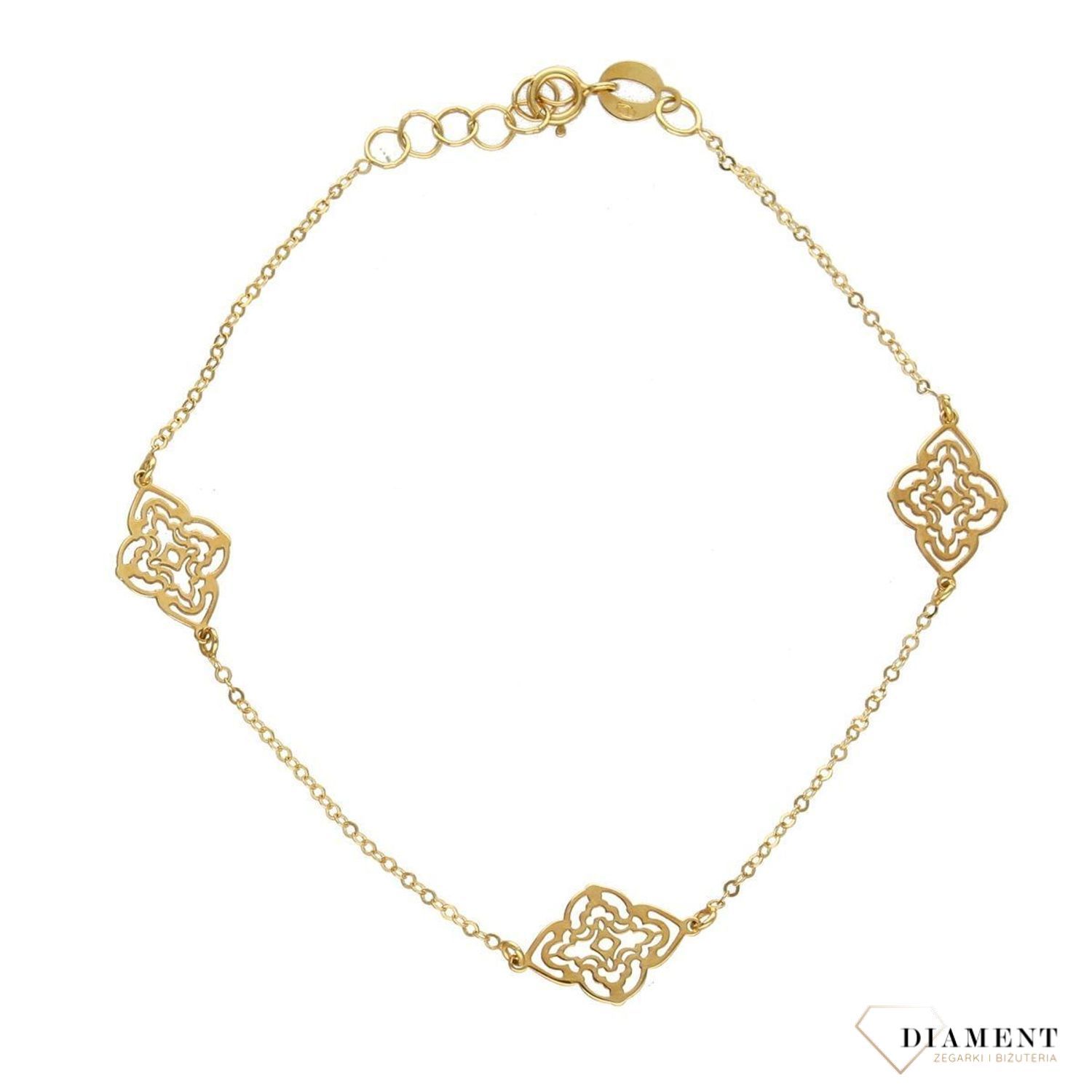 Złota bransoletka celebrytka 585 'ażurowy element ozdobny' (1).jpg