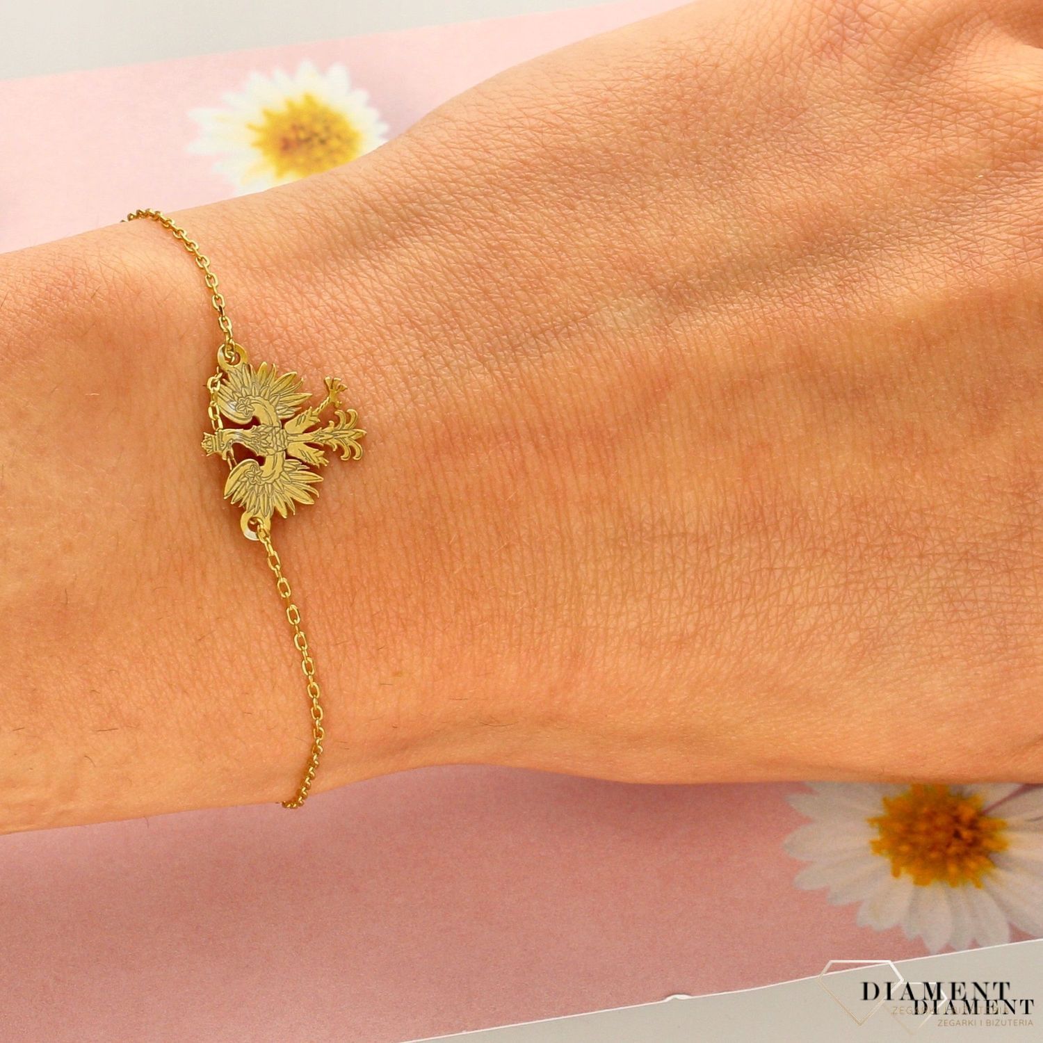 Bransoletka celebrytka pozłacana z orzełkiem  (2).jpg