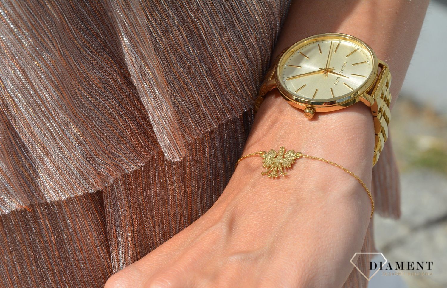 Bransoletka celebrytka pozłacana z orzełkiem  (2).jpg