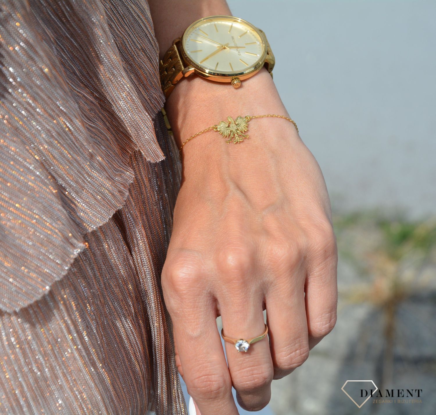 Bransoletka celebrytka pozłacana z orzełkiem  (2).jpg