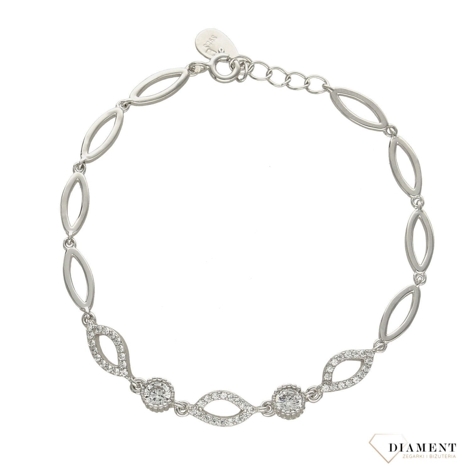 Srebrna bransoletka 925 błyszczące cyrkonie DIA-BRA-0671-925. Bransoletka srebrna 925 damska z cyrkoniami.  (1).jpg