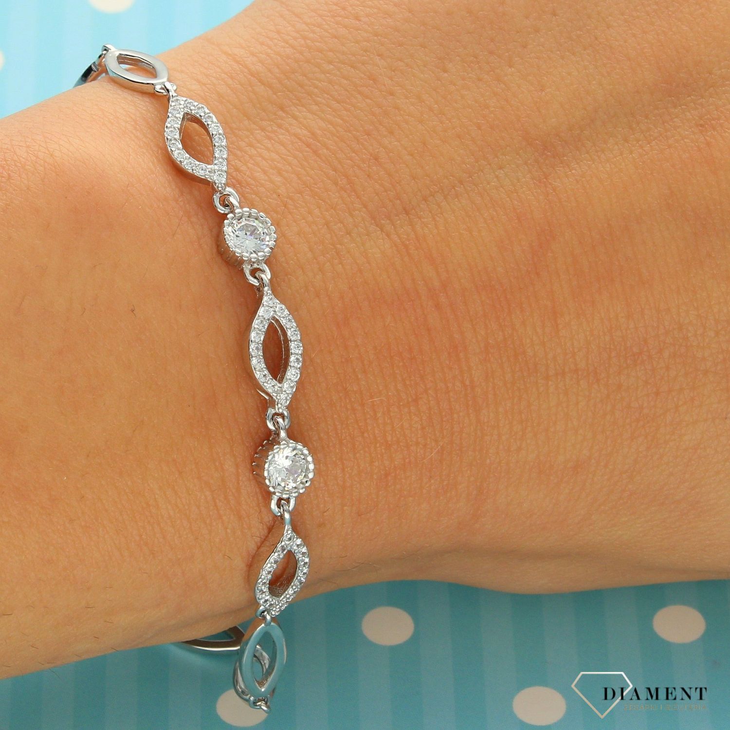 Srebrna bransoletka 925 błyszczące cyrkonie DIA-BRA-0671-925. Bransoletka srebrna 925 damska z cyrkoniami.  (1).jpg