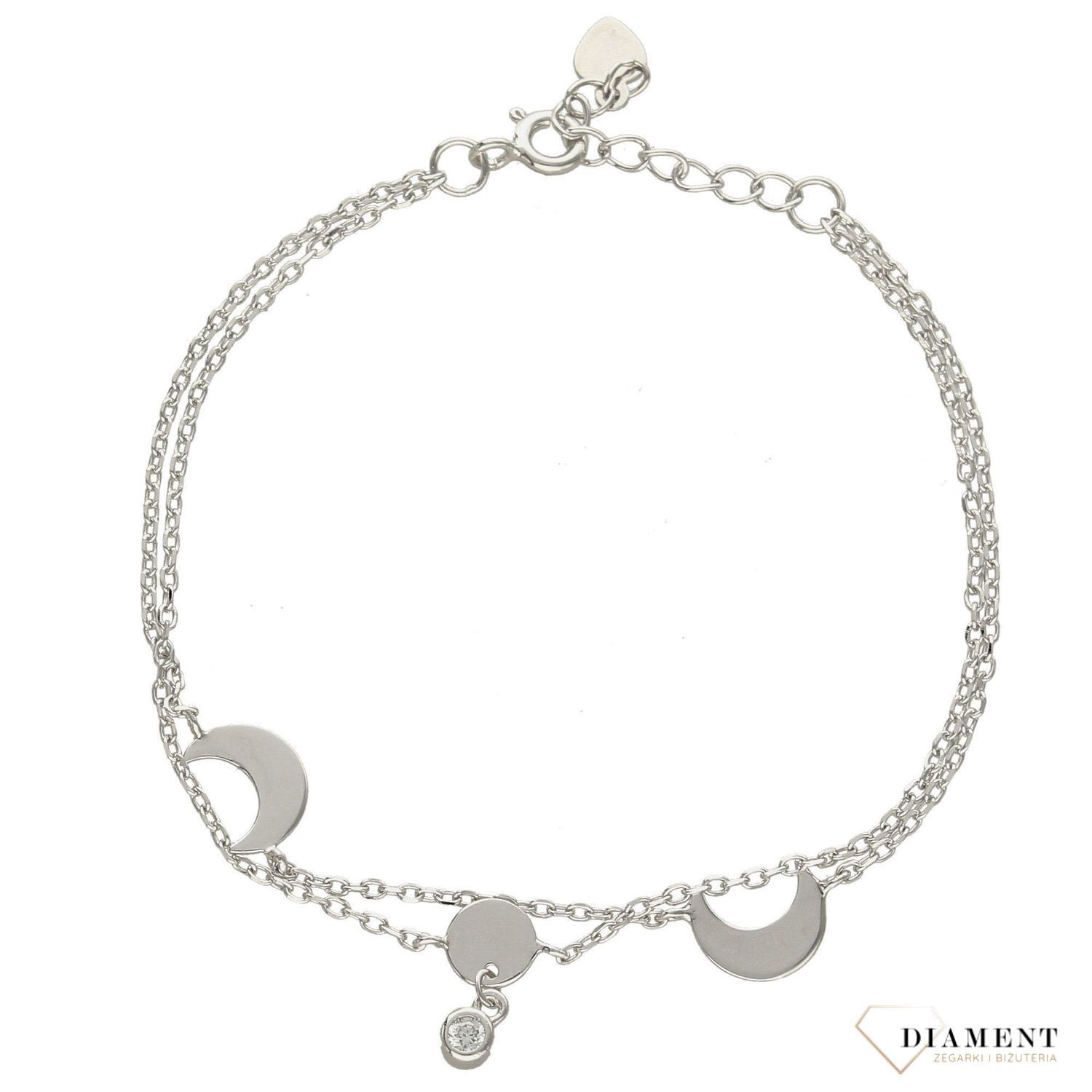Srebrna bransoletka celebrytka 925 księżyc z cyrkonią DIA-BRA-0681-925. Wyjątkowa odsłona srebrnej bransoletki obfituje w minimalistyczne formy (2).jpg